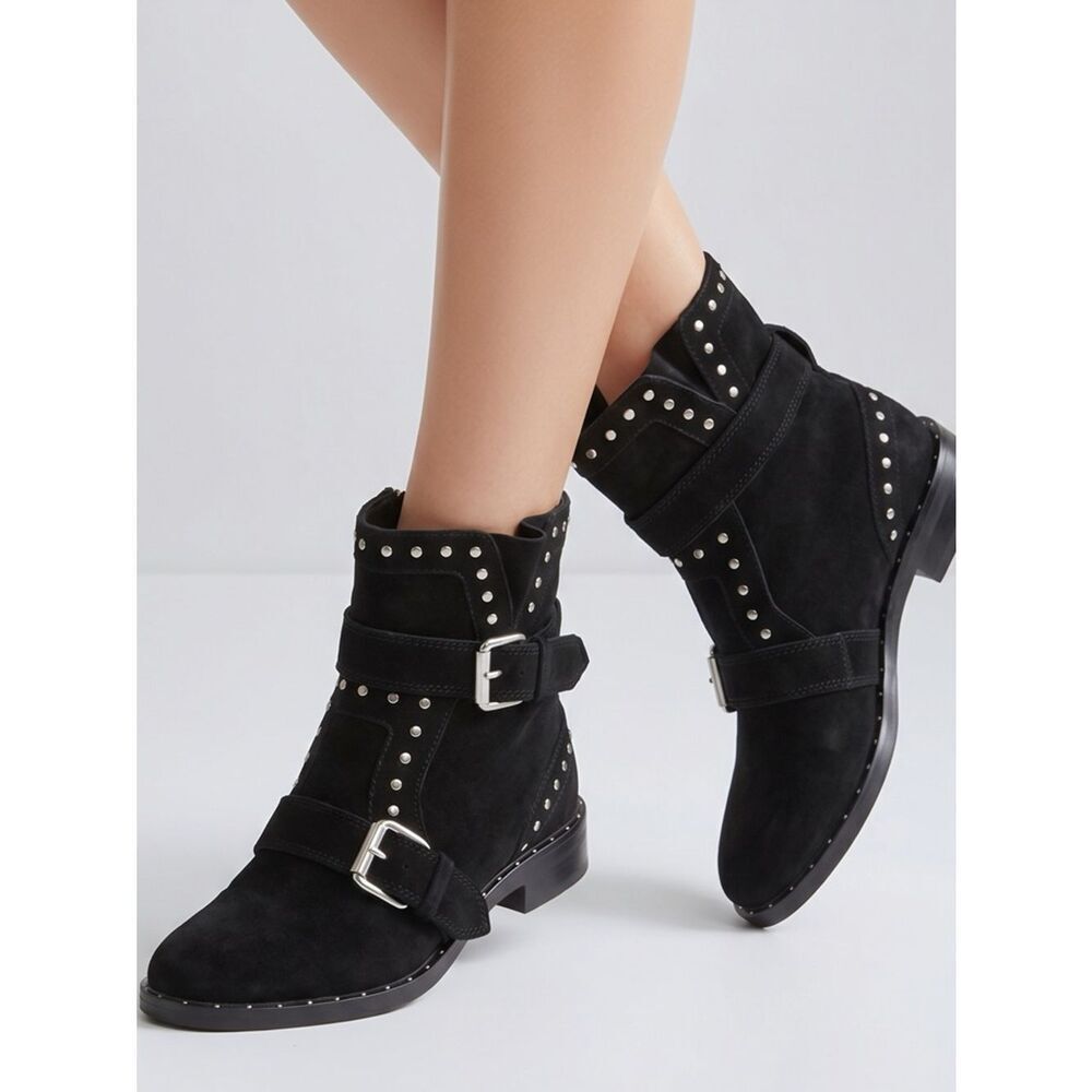 STEVEN BY STEVE MADDEN | Black Suede Studded Zephyr Boots Women’s Size 8.5